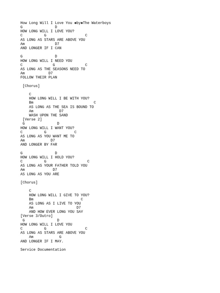 Waterboys The - How Long Will I Love You | PDF