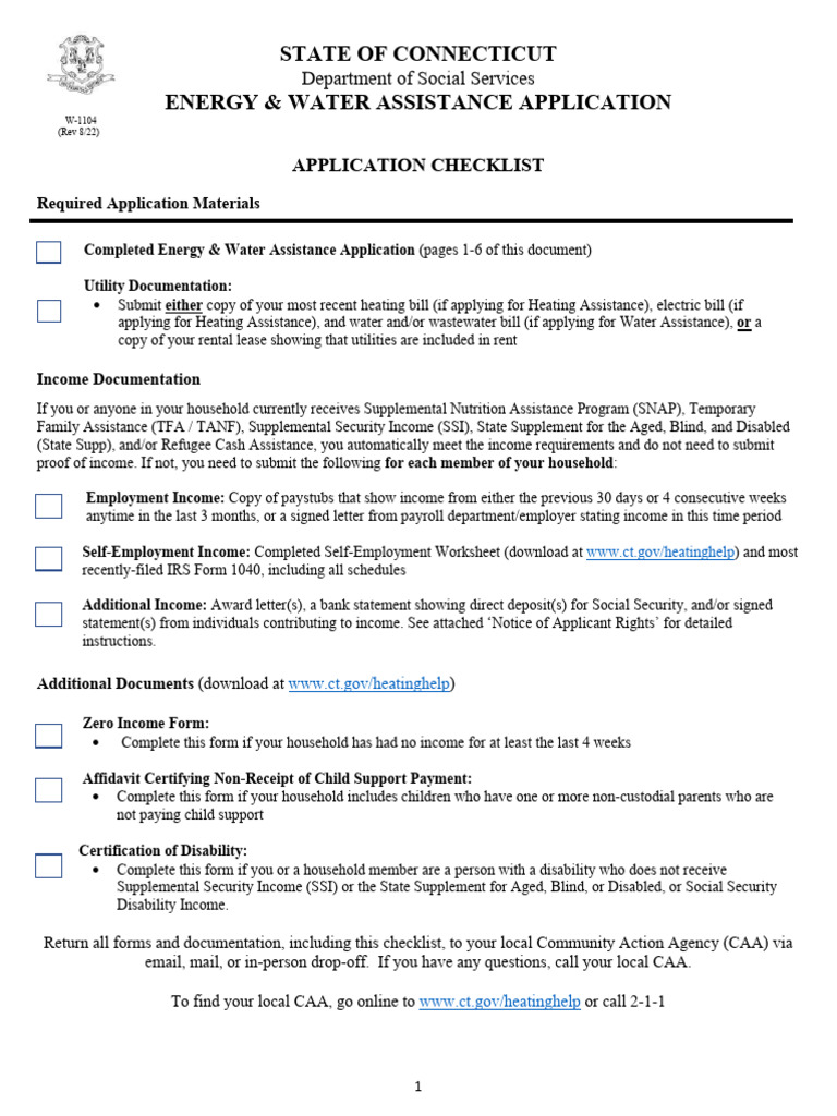 Connecticut Energy Assistance Application | PDF | Supplemental Security ...