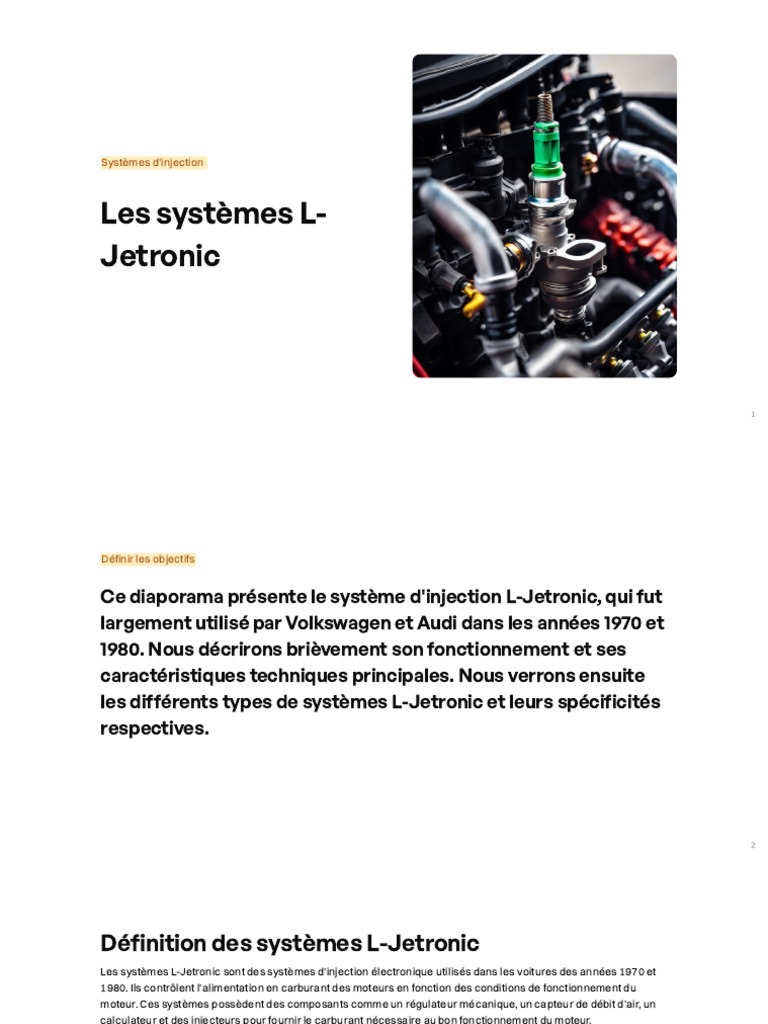 Systèmes d'injection L-Jetronic | PDF | Injection (moteur) | Moteur à ...