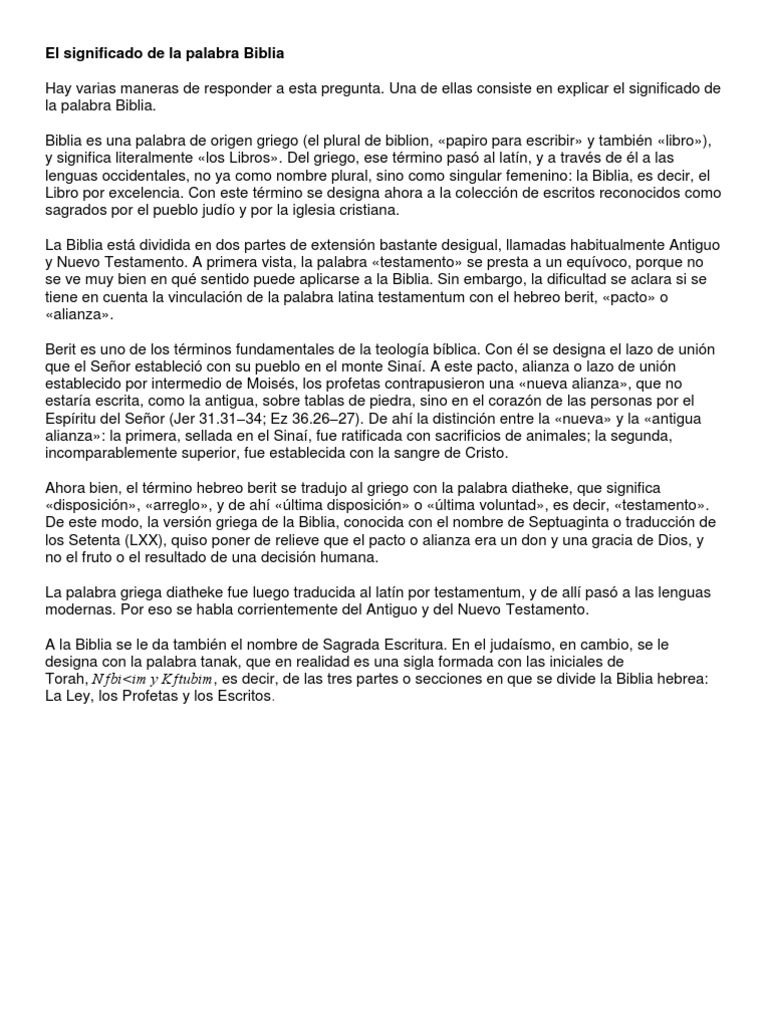 Significado de la Biblia y su origen | PDF | Profeta | Biblia