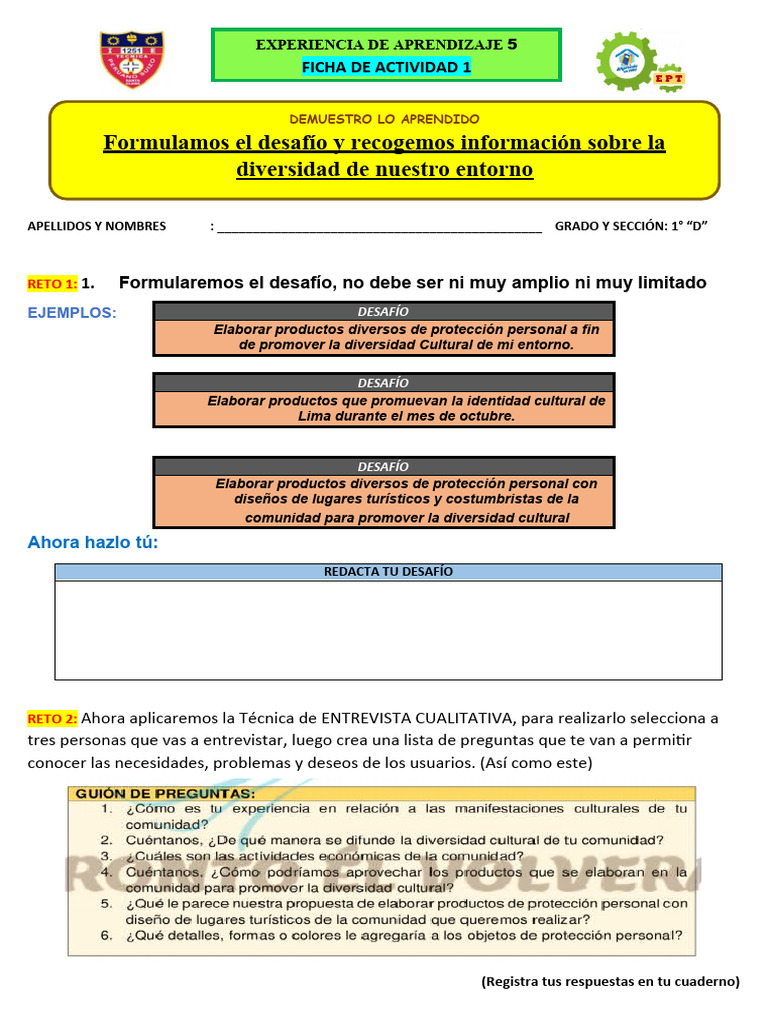 Ficha de Act. 1-Exp. 5 | PDF | Aprendizaje | Cognición