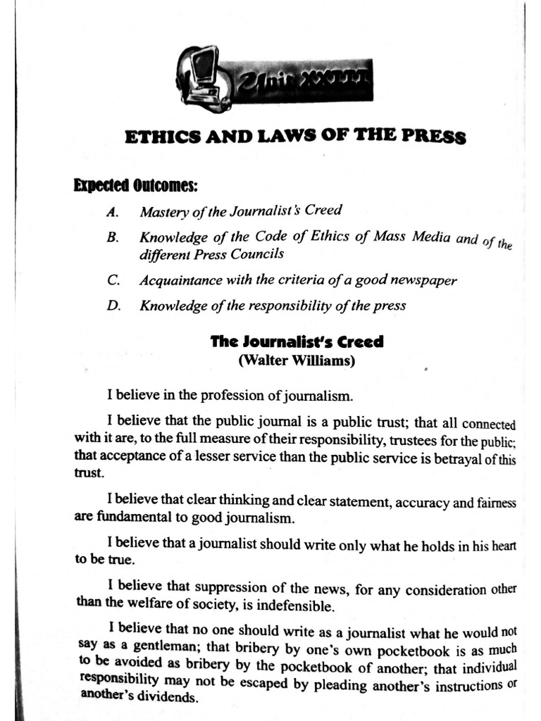 Ethics and Laws of The Press | PDF