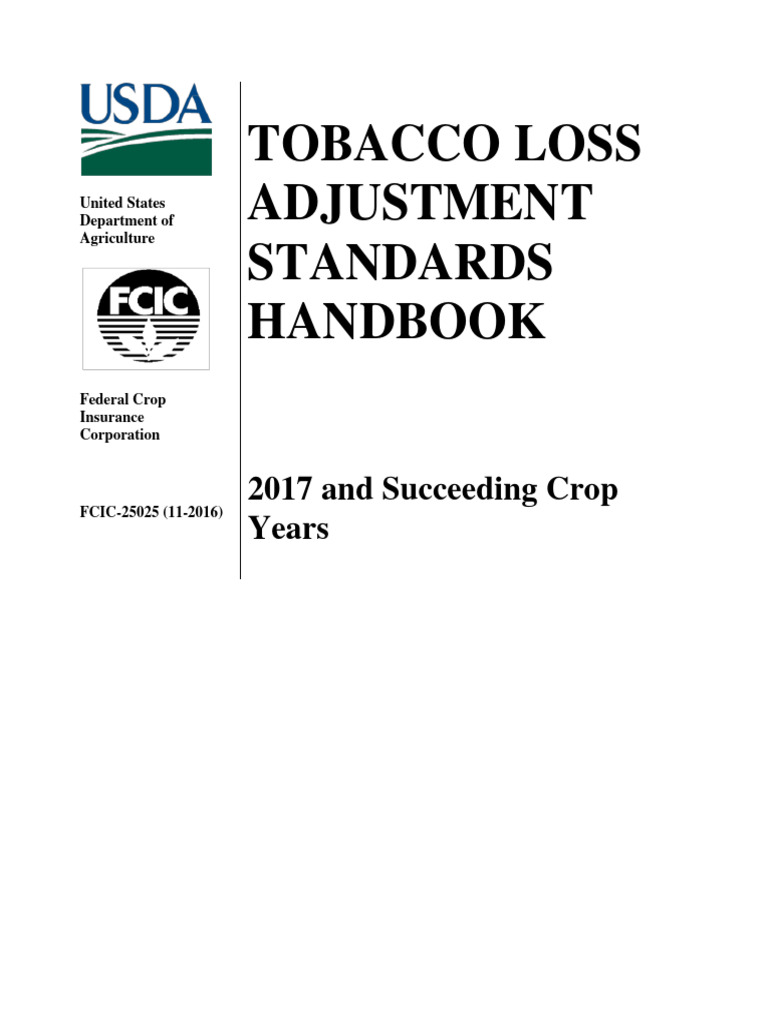 tobacco crop insurance Tobacco Loss Adjustment Standards Handbook | PDF | Insurance