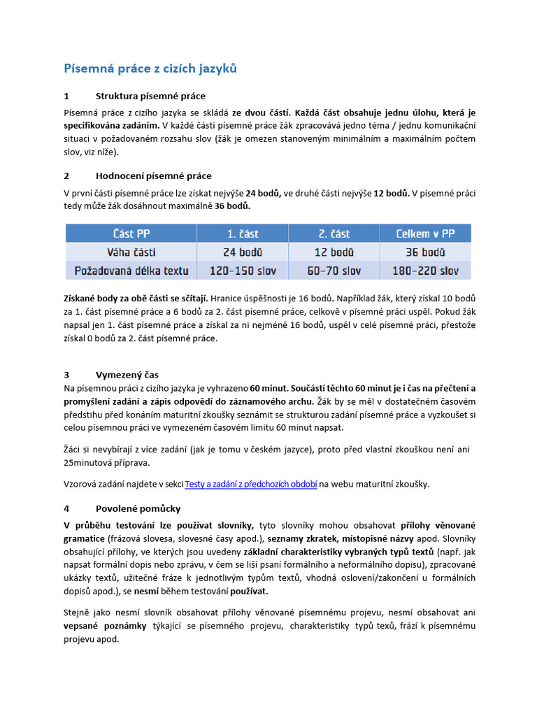 Pisemna Prace Z Ciziho Jazyka Prirucka | PDF