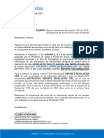 OFICIO Reporte Indicadores Resolución 1552 de 2013 y Actualización Del Archivo Excel para El Reporte