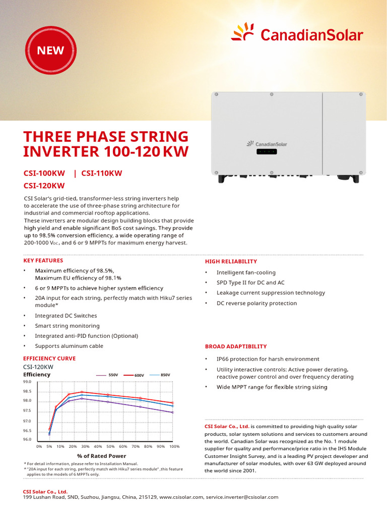Canadian Solar Inverter Specifications | PDF | Electrical Engineering ...