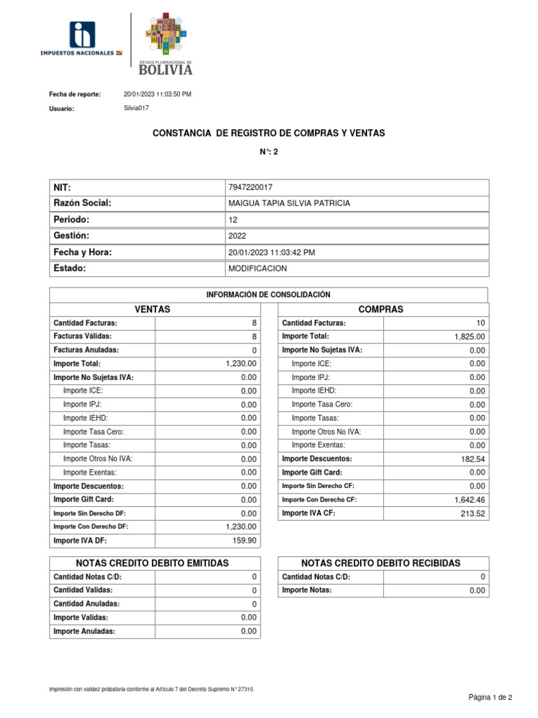 Registro de Compras y Ventas 2022 | PDF
