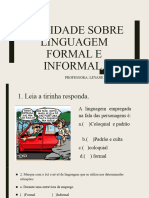 ATIVIDADE SOBRE LINGUAGEM FORMAL E INFORMAL