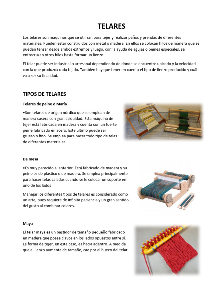 TELARES | PDF | Telar | Textiles