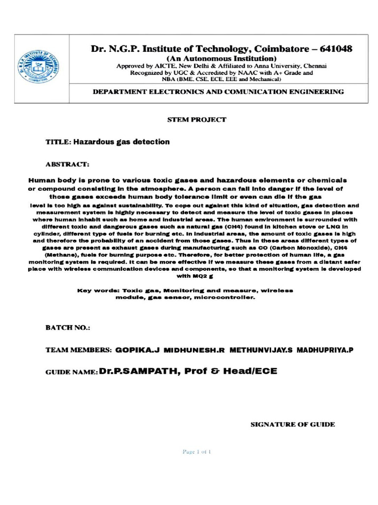 Hazardous Gas Detection | PDF
