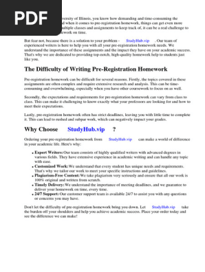 University of Illinois Pre Registration Homework