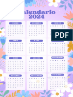 Calendario 2024 Documento A4 Flores Lila