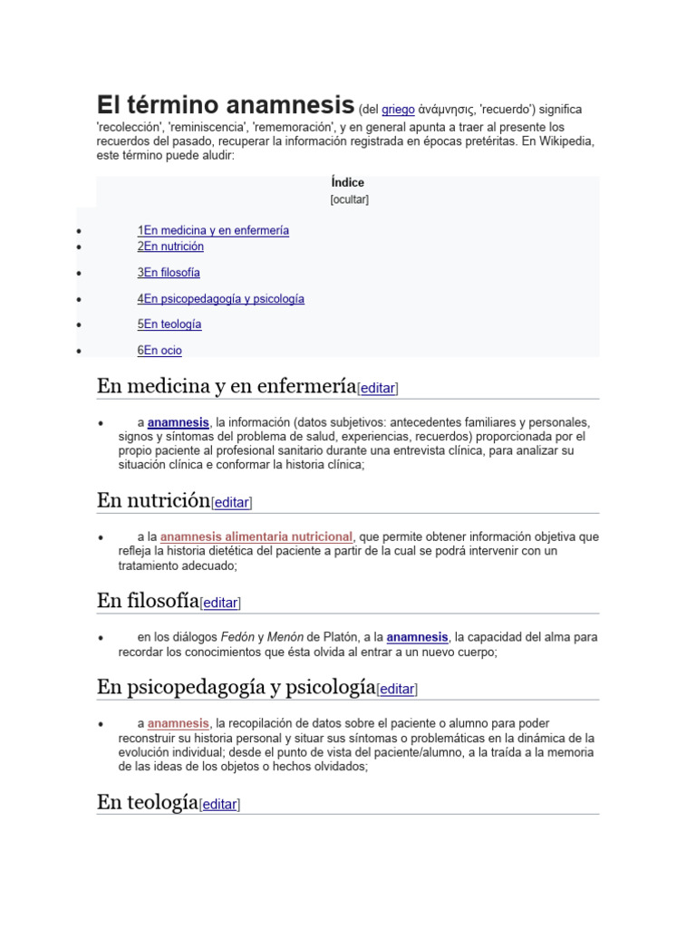 Anamnesis | PDF | Historial médico | Diagnostico medico