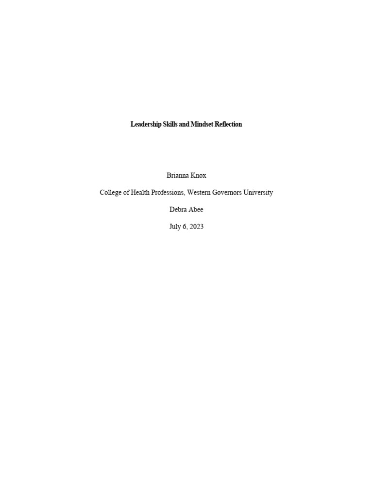D218 - Task 2 - Brianna Knox | PDF | Leadership | Mindset