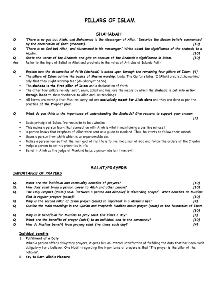 Pillars Of Islam Pdf Prophets And Messengers In Islam Muhammad