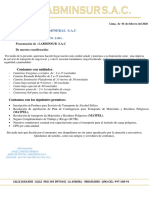 Carta de Presentacion Labminsur Sac - Empresa Andes Mineral Sac - SR Carlos Jara