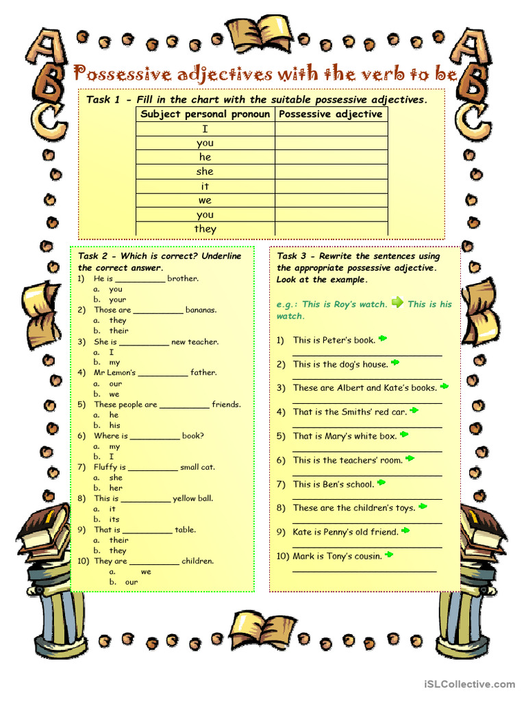 Possessive Adjectives With The Verb To Be | PDF | Adjective | Language ...