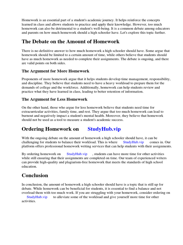 Homework Debate for High Schoolers | PDF | Homework | Teachers