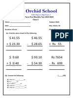 Class 3 Math Paper 2nd Monthly