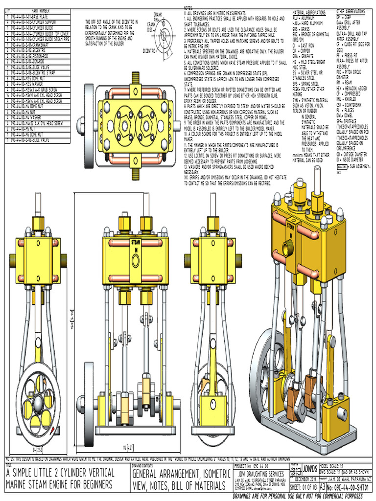Marine Steam Engine Plans for Beginners | PDF | Screw | Engineering ...