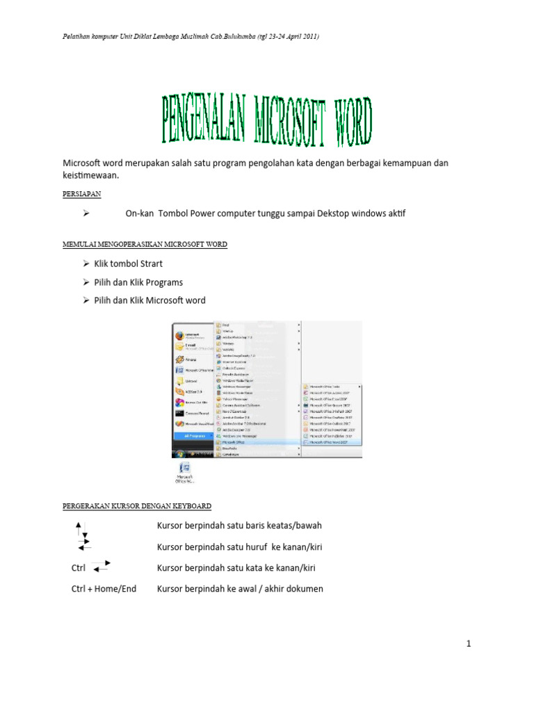 Mengoperasikan Kursor di Word | PDF | Komputer