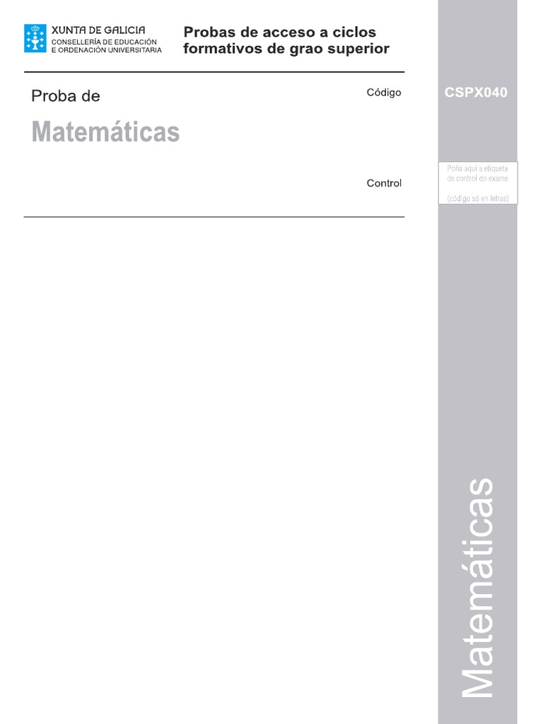 CS Probas Acceso 2006 - Extraordinaria - Parte Xeral - Matem Ticas | PDF