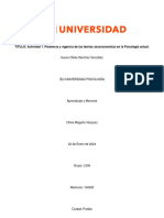 Ensayo Actividad 1. Presencia y Vigencia de Las Teorías Asociacionistas en La Psicología Actual.