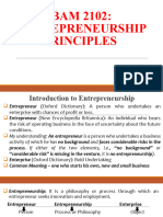 Entreprenuership Principles Lecture Notes