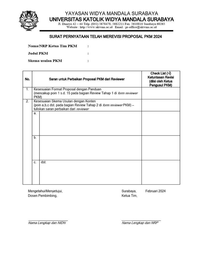 Revisi Proposal PKM 2024 UKWMS | PDF