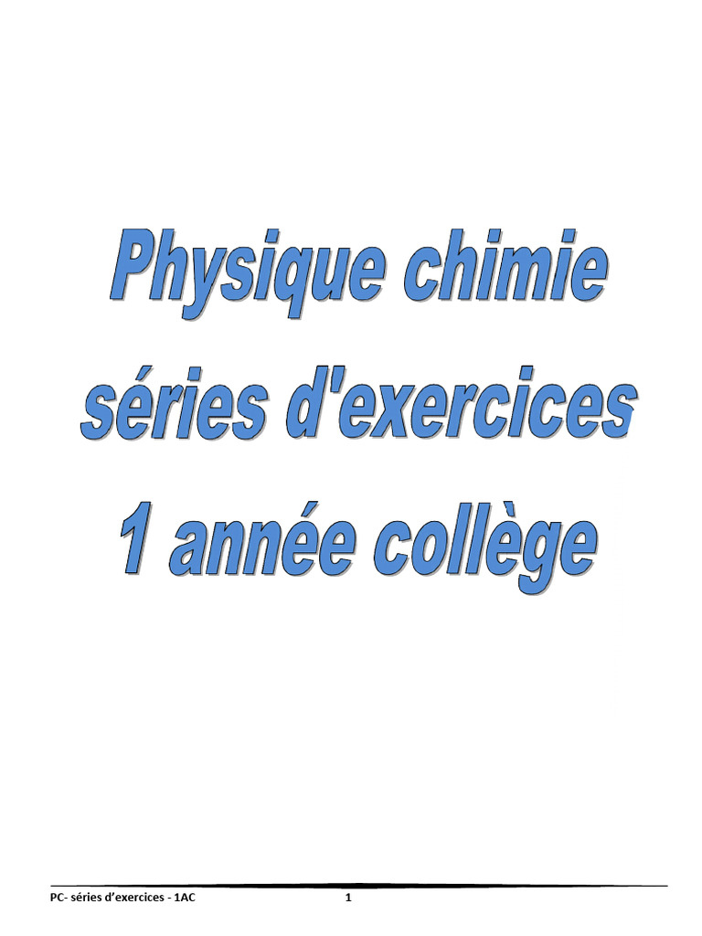 Exercices sur l'eau et ses états physiques | PDF | Tension électrique ...