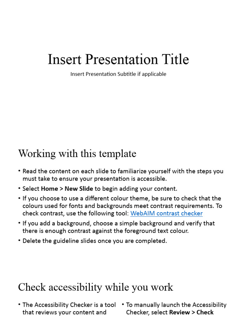 Accessible PowerPoint Template Guide | PDF | Hyperlink | Typefaces