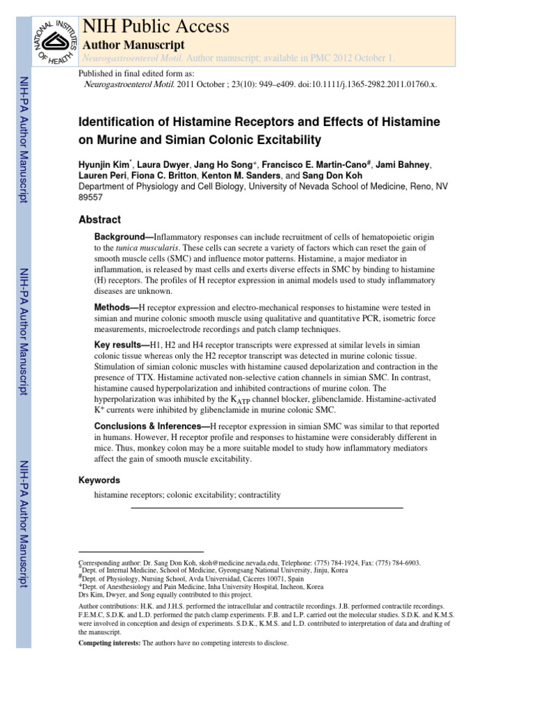 NIH Public Access: Author Manuscript | PDF | Gastrointestinal Tract ...
