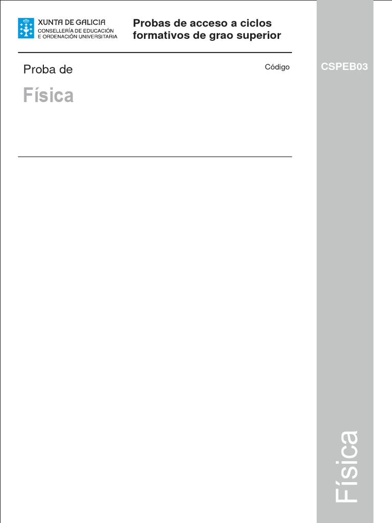CS Probas Acceso 2010 - Parte Especifica - F¡sica | PDF