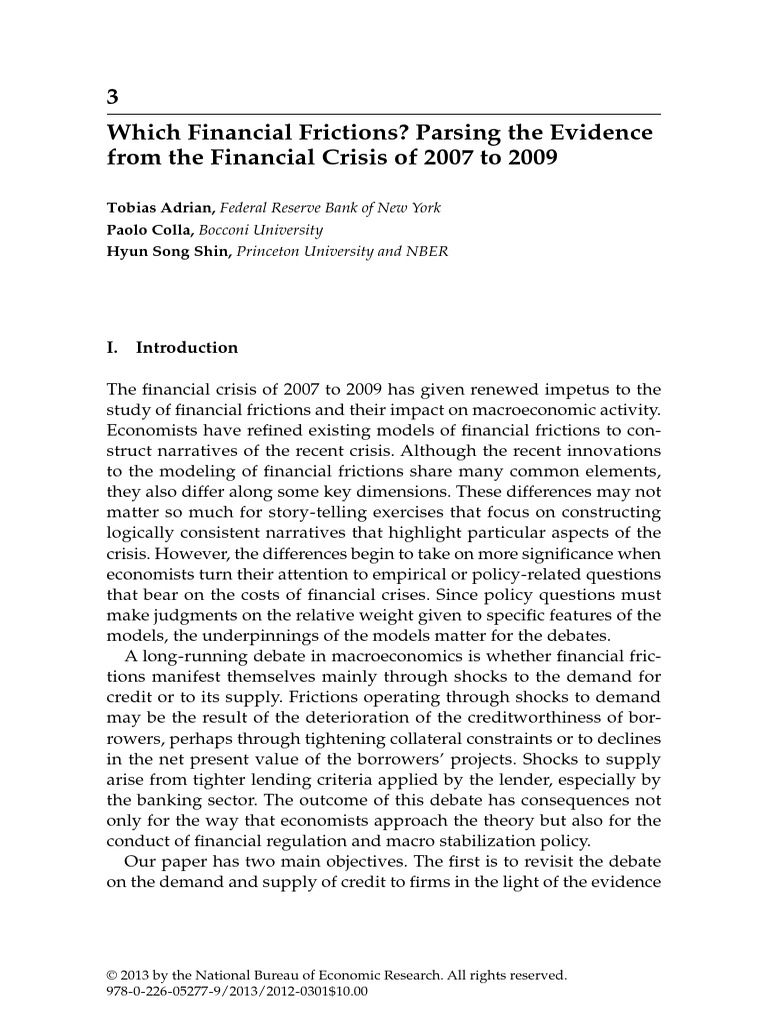 Financial Frictions in the 2007-2009 Crisis | PDF | Leverage (Finance ...
