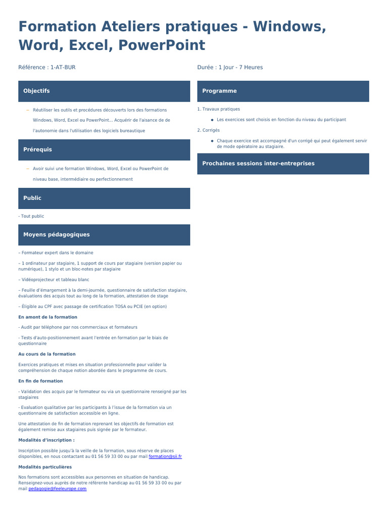 Formation Bureautique : Word, Excel, PowerPoint | PDF | Microsoft Excel ...