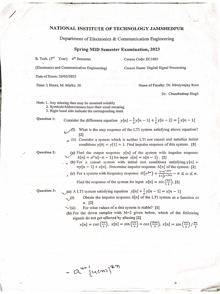 Mid Sem 6th Sem | PDF
