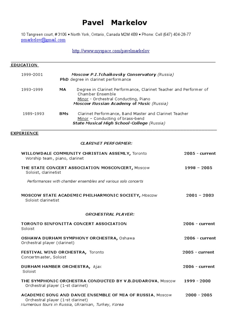 Resume Orchestras Conducting