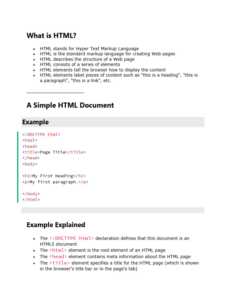HTML Notes | PDF | Html Element | Html