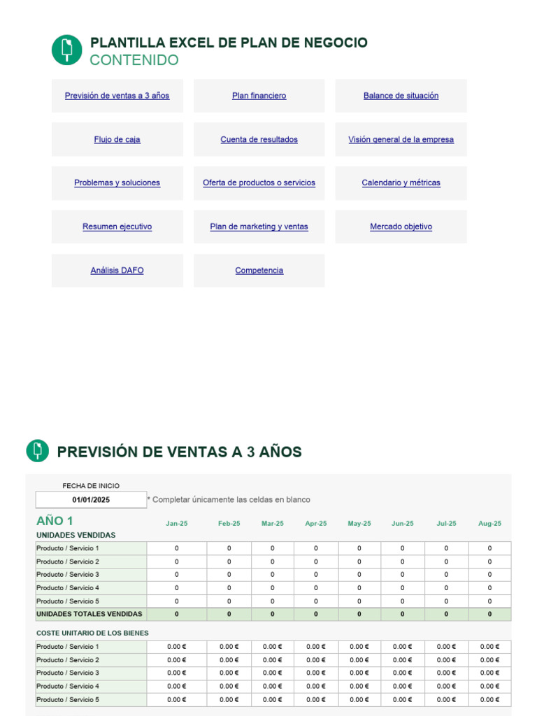 Plantilla Excel para Plan de Negocio | PDF | Plan de negocios | Marketing