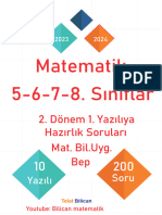 5 6 7 8 Sınıf Matematik 2 Dönem 1 Yazılı Soruları 2023 2024