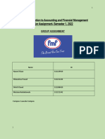 AF101 - Introduction To Accounting and Financial Management Major Assignment-Semester 1, 2022