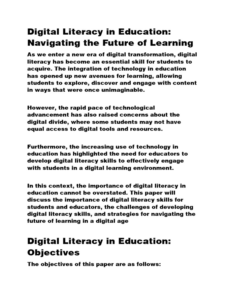 Digital Literacy in Education Strategies | PDF | Literacy | Cognition
