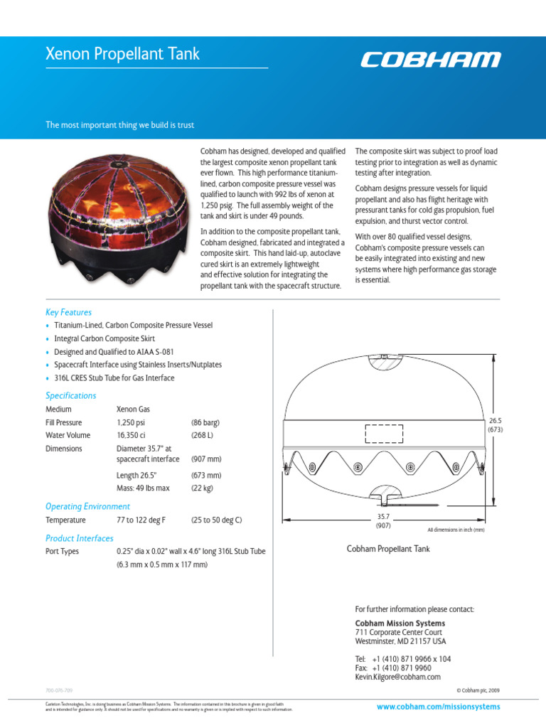 Composite Xenon Propellant Tank Design | PDF | Pressure | Propellant
