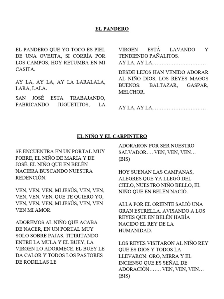 Villancicos Tradicionales de Navidad | PDF | Natividad De Jesus