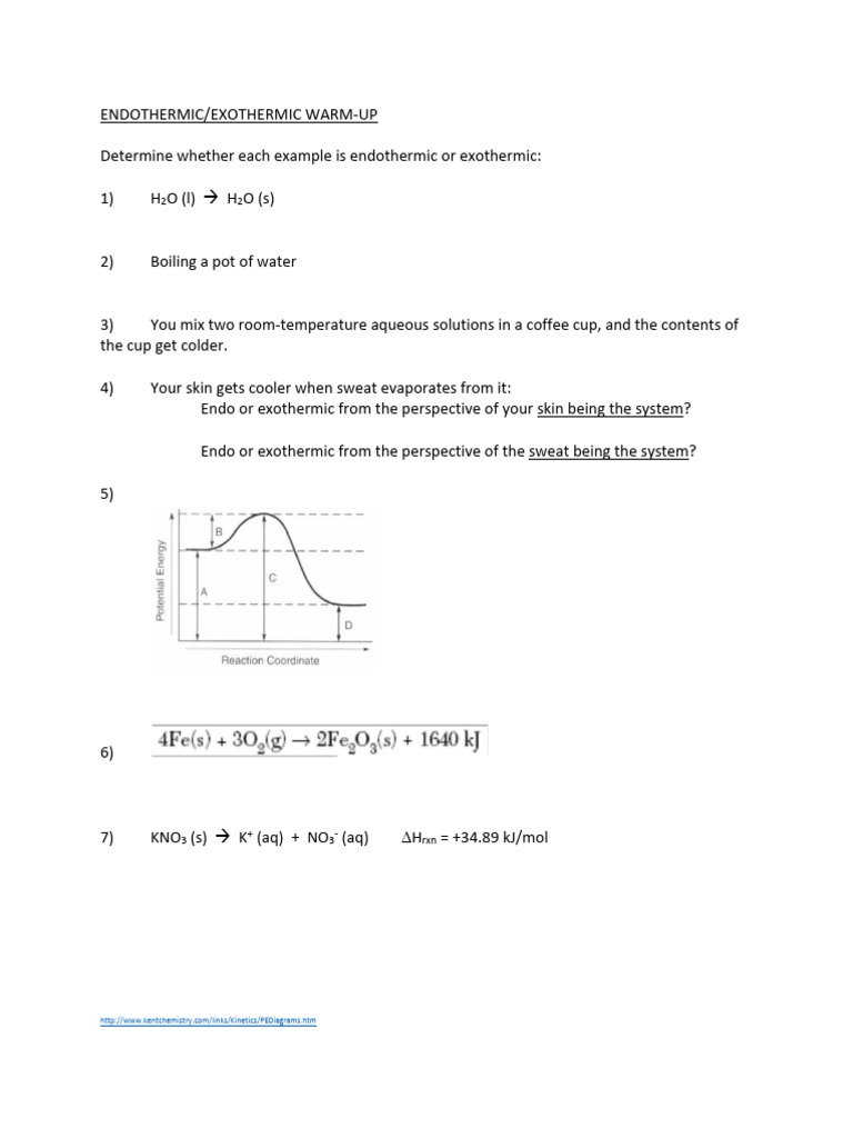 Endothermic vs Exothermic Examples | PDF