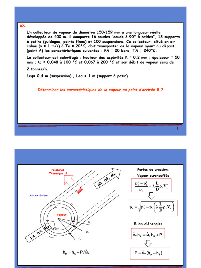 Calculs pour un collecteur de vapeur | PDF | Pression | Physique ...