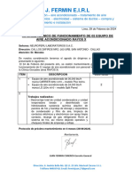 J. Fermin E.I.R.L: Informe Técnico de Funcionamiento de 02 Equipo de Aire Acondicionado Rayos X