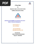 A Project Report On: Comparative Analysis of Sales Promotional Activities of Reliance Communication With Others