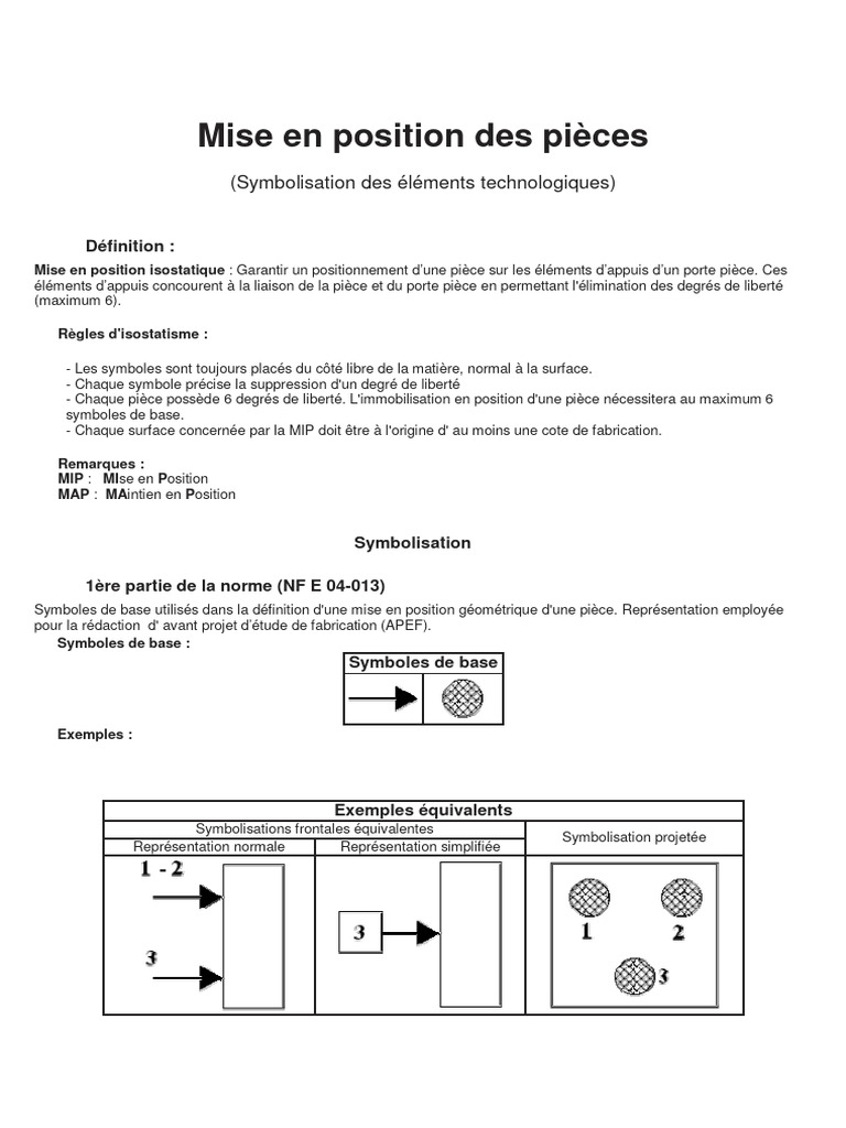 Mise en Position Isostatique des Pièces PDF Ingénierie mécanique — free download
