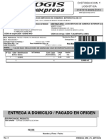 Entrega A Domicilio / Pagado en Origen: Cliente: 9929, RFC: Lsc0912218X6, Logis Servicios de Comercio Exterior Sa de CV